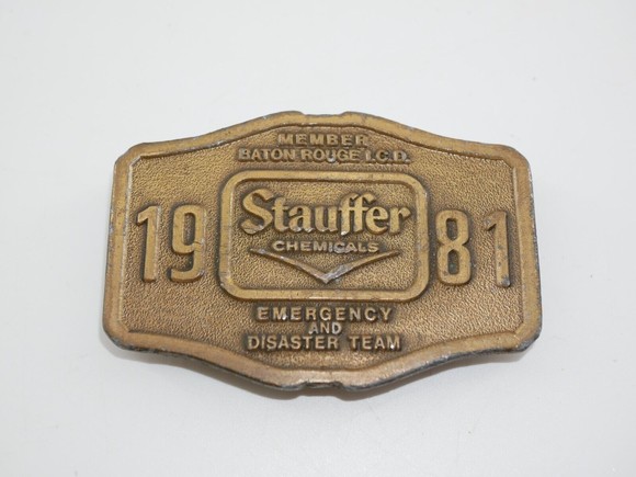 Stauffer Chemicals Baton Rouge ICD Emergency Disaster Team Belt Buckle USA 1981 - Picture 1 of 5